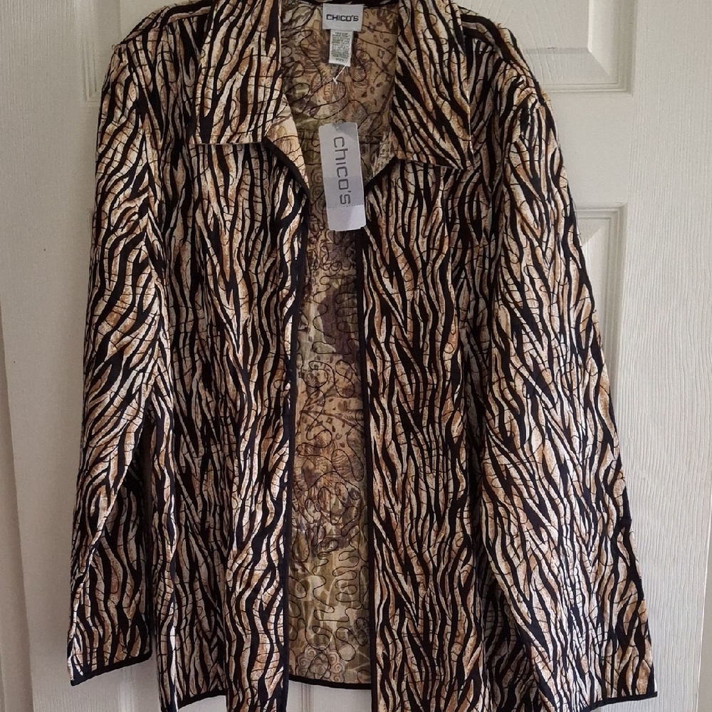Chico's Women's Zebra Print Jacket - Black and Brown